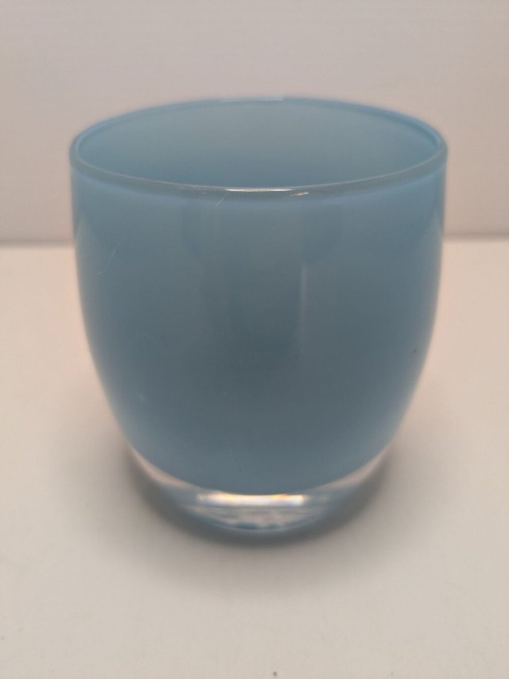 GlassyBaby Mountain Lake Blue Glass Candleholder Collectible
